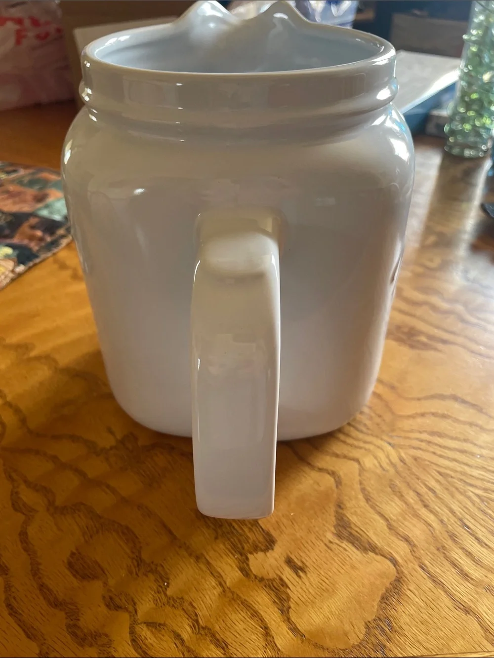 Mason White Ceramic Pouring Pitcher with Handle